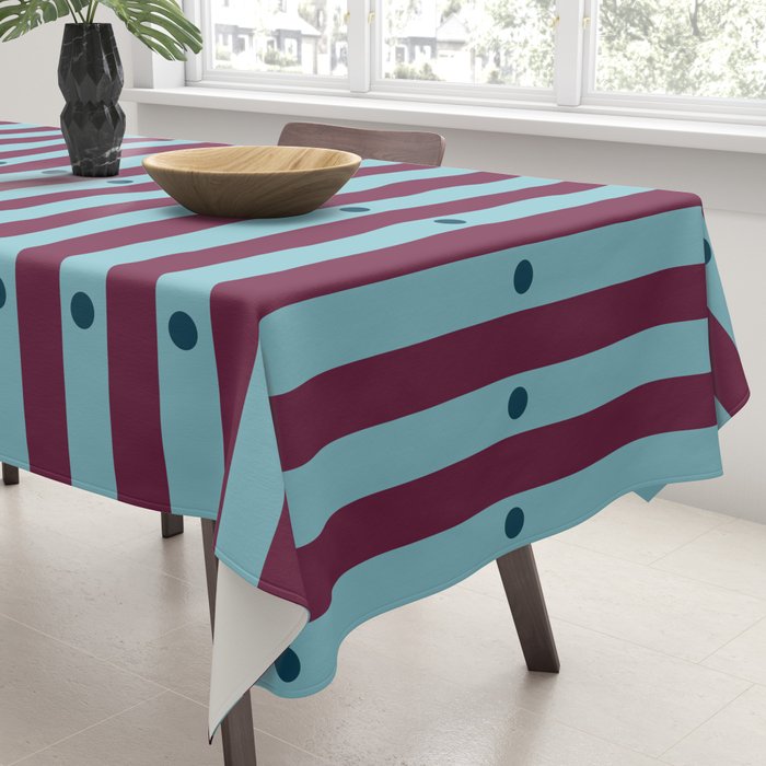 Stripes and Dots geometric pattern blue and purple Tablecloth Gallery Image 3