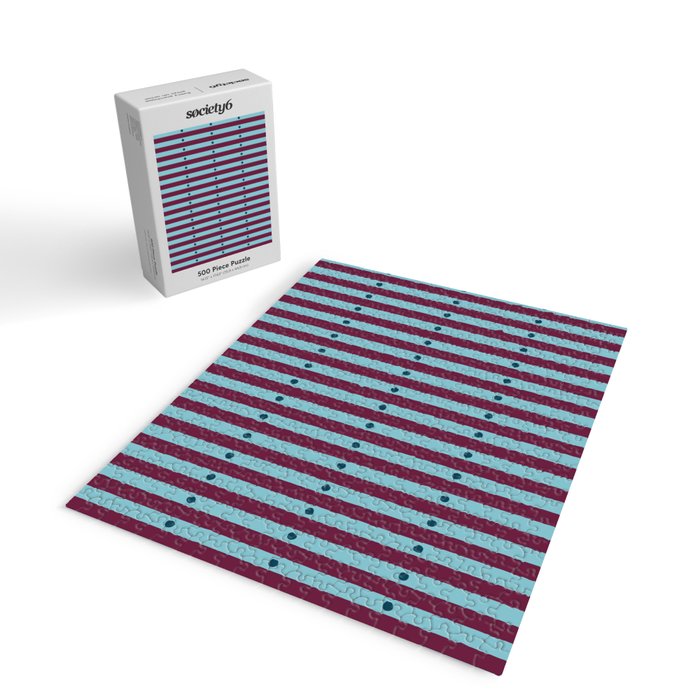 Stripes and Dots geometric pattern blue and purple Jigsaw Puzzle Gallery Image 2
