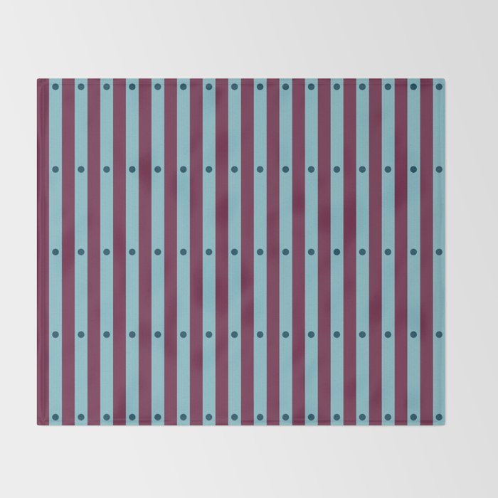 Stripes and Dots geometric pattern blue and purple Throw Blanket Gallery Image 2