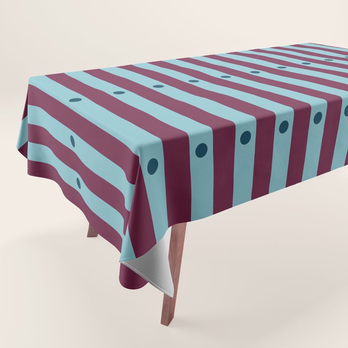 Stripes and Dots geometric pattern blue and purple Tablecloth Gallery Image 1