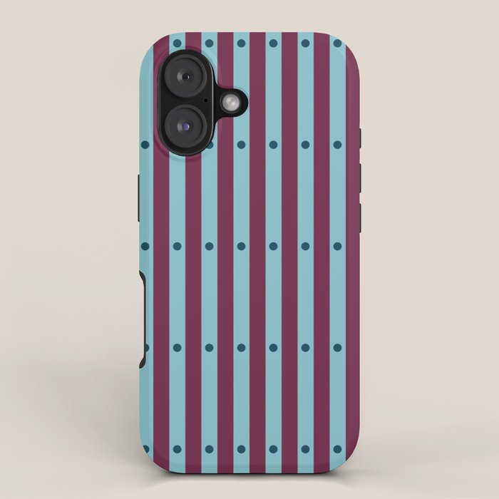 Stripes and Dots geometric pattern blue and purple iPhone Case Gallery Image 1