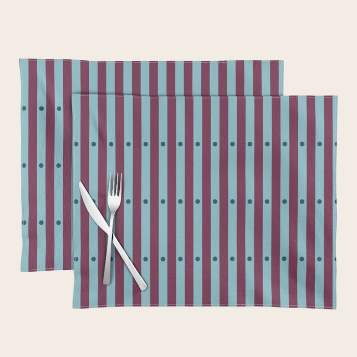 Stripes and Dots geometric pattern blue and purple Placemat Gallery Image 1