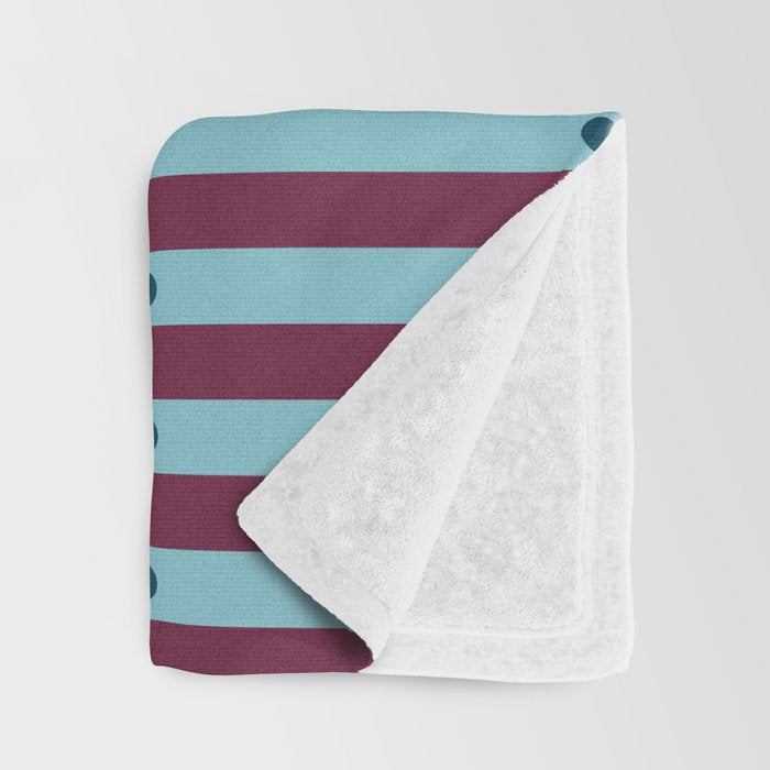 Stripes and Dots geometric pattern blue and purple Throw Blanket Gallery Image 3