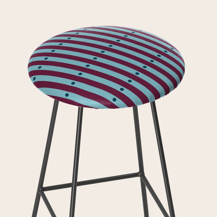 Stripes and Dots geometric pattern blue and purple Stool Gallery Image 2