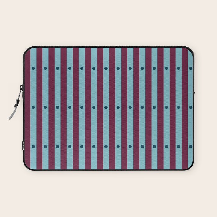 Stripes and Dots geometric pattern blue and purple Laptop Sleeve Gallery Image 1
