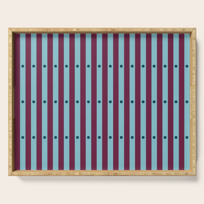 Stripes and Dots geometric pattern blue and purple Serving Tray Gallery Image 1