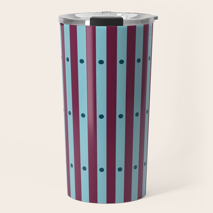 Stripes and Dots geometric pattern blue and purple Travel Mug Gallery Image 1