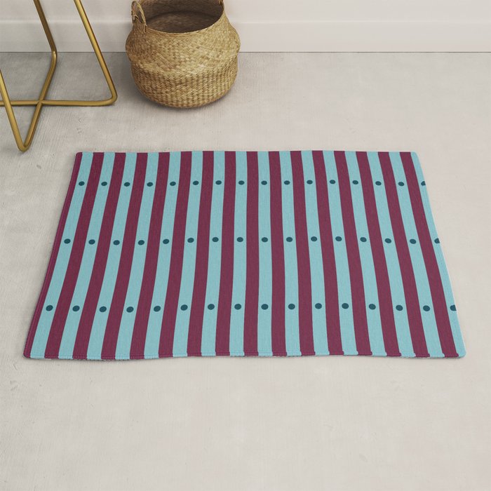 Stripes and Dots geometric pattern blue and purple Rug Gallery Image 1