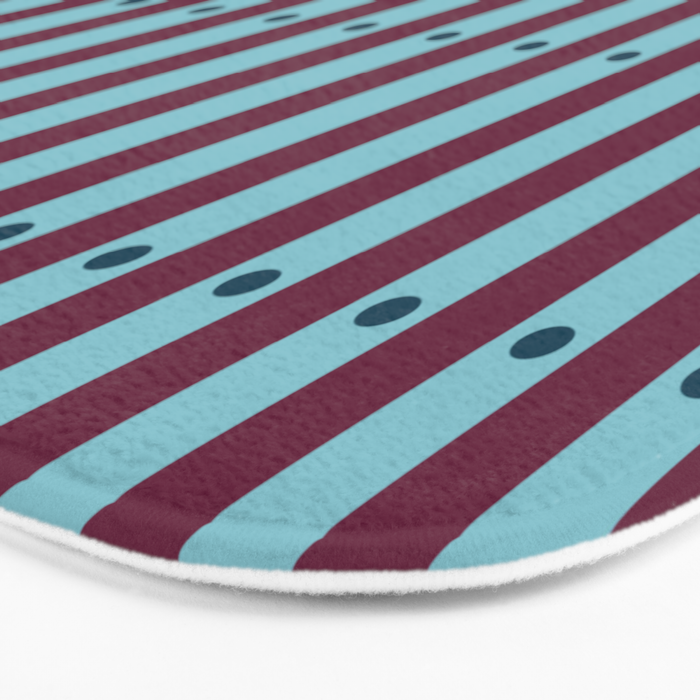 Stripes and Dots geometric pattern blue and purple Bath Mat Gallery Image 3