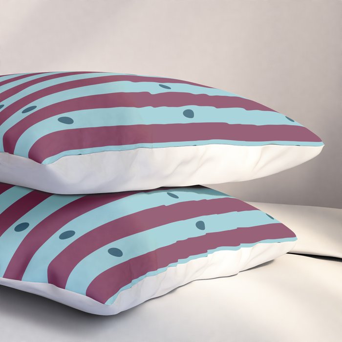 Stripes and Dots geometric pattern blue and purple Pillow Sham Gallery Image 3