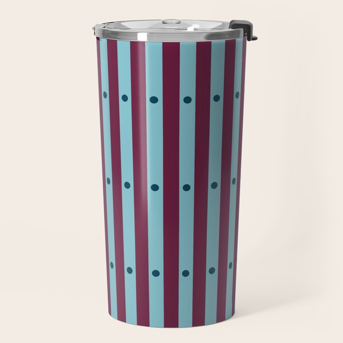 Stripes and Dots geometric pattern blue and purple Travel Mug Gallery Image 2