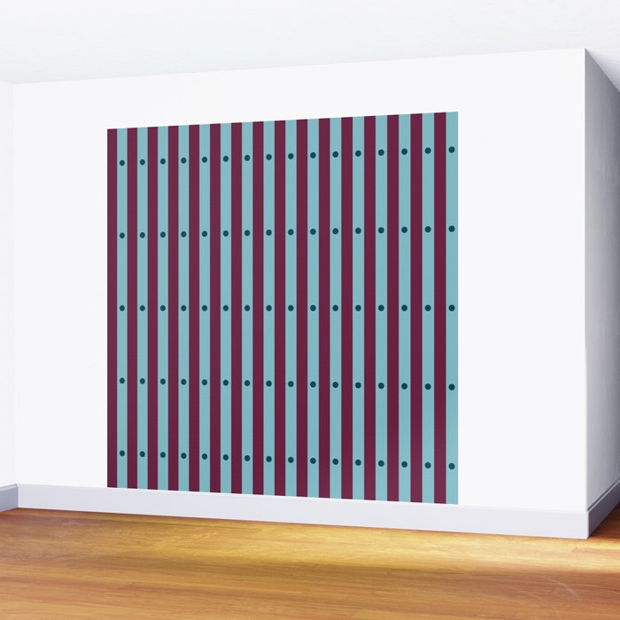 Stripes and Dots geometric pattern blue and purple Wall Mural Gallery Image 2