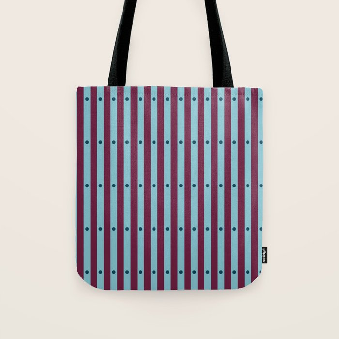 Stripes and Dots geometric pattern blue and purple Tote Bag Gallery Image 1