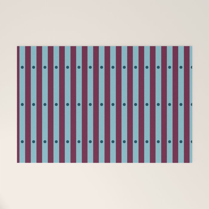Stripes and Dots geometric pattern blue and purple Welcome Mat Gallery Image 1