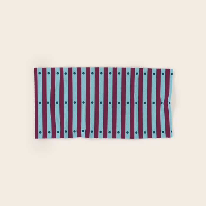 Stripes and Dots geometric pattern blue and purple Bath Towel Gallery Image 1