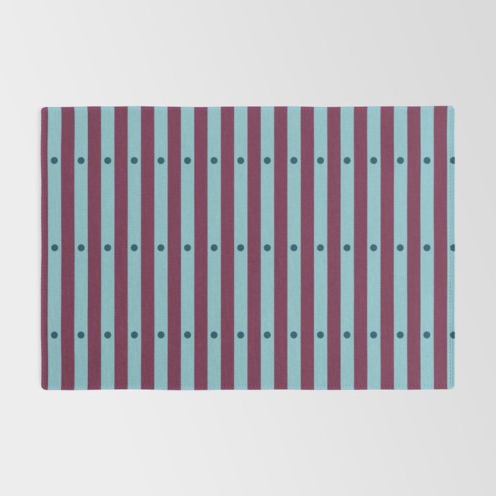 Stripes and Dots geometric pattern blue and purple Rug Gallery Image 2