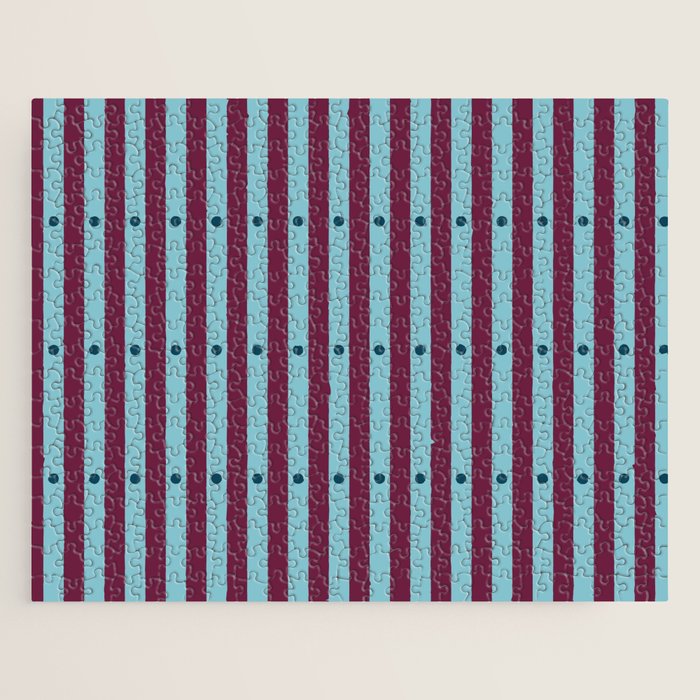 Stripes and Dots geometric pattern blue and purple Jigsaw Puzzle Gallery Image 1