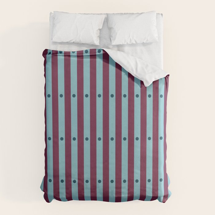 Stripes and Dots geometric pattern blue and purple Duvet Cover Gallery Image 6