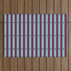Stripes and Dots geometric pattern blue and purple Outdoor Rug Gallery Image 1