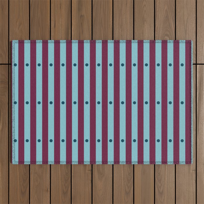 Stripes and Dots geometric pattern blue and purple Outdoor Rug Gallery Image 1