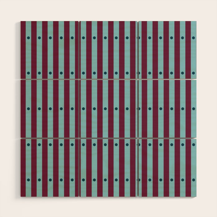 Stripes and Dots geometric pattern blue and purple Wood Wall Art Gallery Image 1