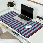 Stripes and Dots geometric pattern blue and purple Desk Mat Gallery Image 2