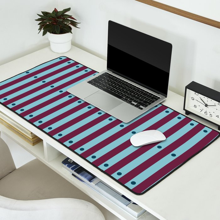 Stripes and Dots geometric pattern blue and purple Desk Mat Gallery Image 2