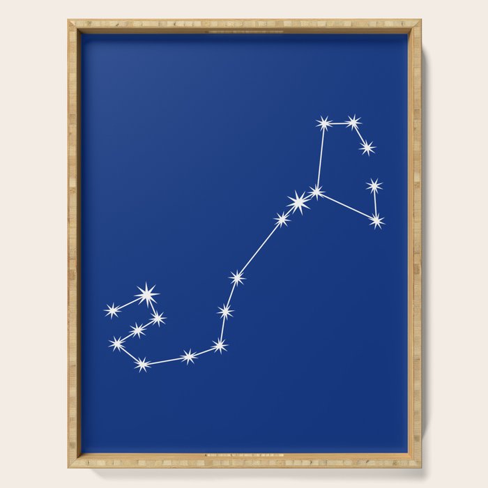 Scorpio Zodiac Star Constellation Line Art Dark Blue Serving Tray Gallery Image 1