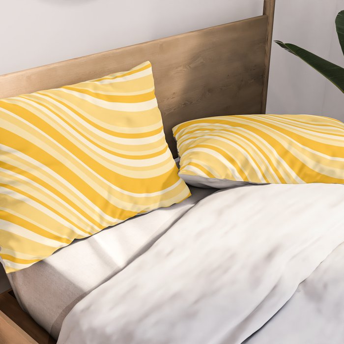 Wavy Stripes XXII - Golden Sunshine Yellow Pillow Sham Gallery Image 2