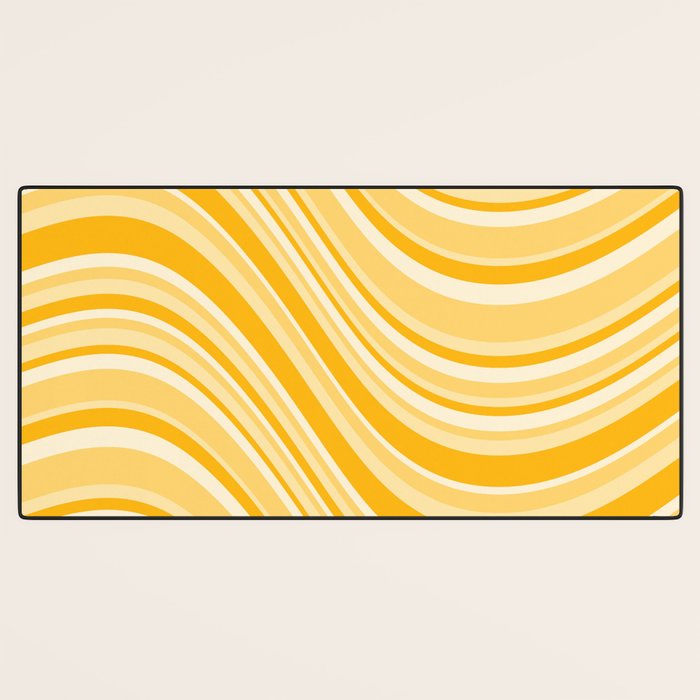 Wavy Stripes XXII - Golden Sunshine Yellow Desk Mat Gallery Image 3