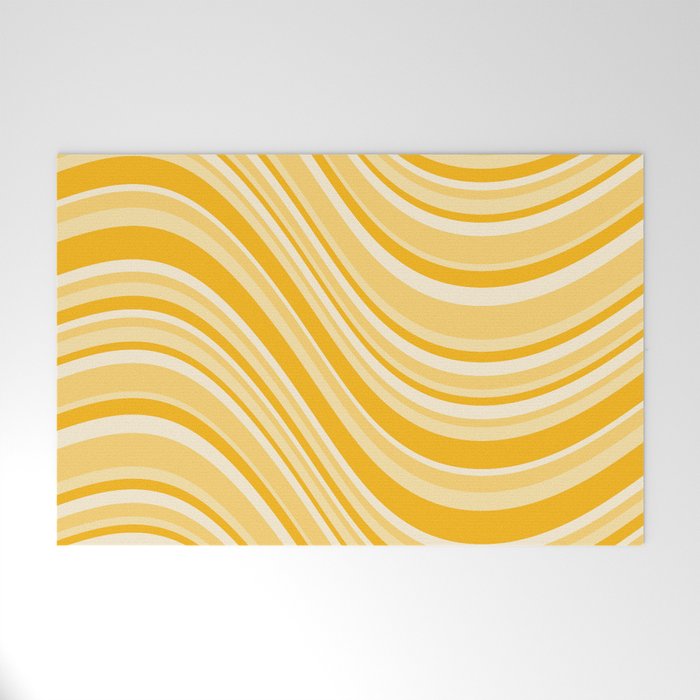 Wavy Stripes XXII - Golden Sunshine Yellow Welcome Mat Gallery Image 1