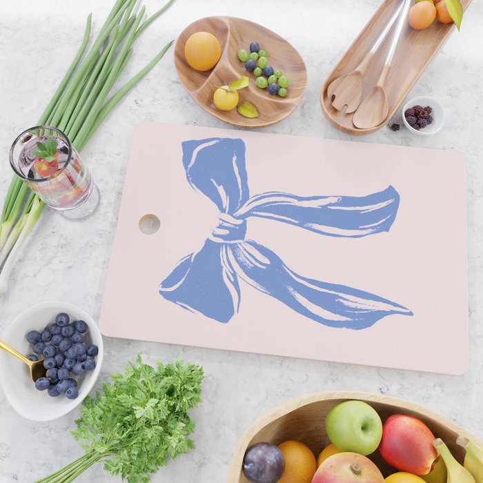 Light blue femenine bow Cutting Board Gallery Image 2