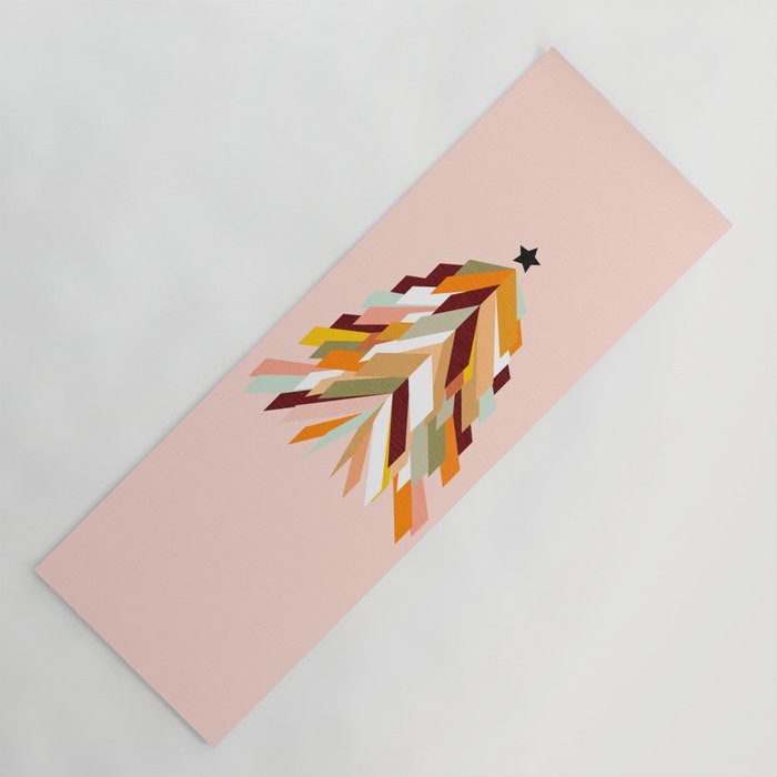 Festive Retro Christmas Tree on Peach Fuzz Yoga Mat Gallery Image 1