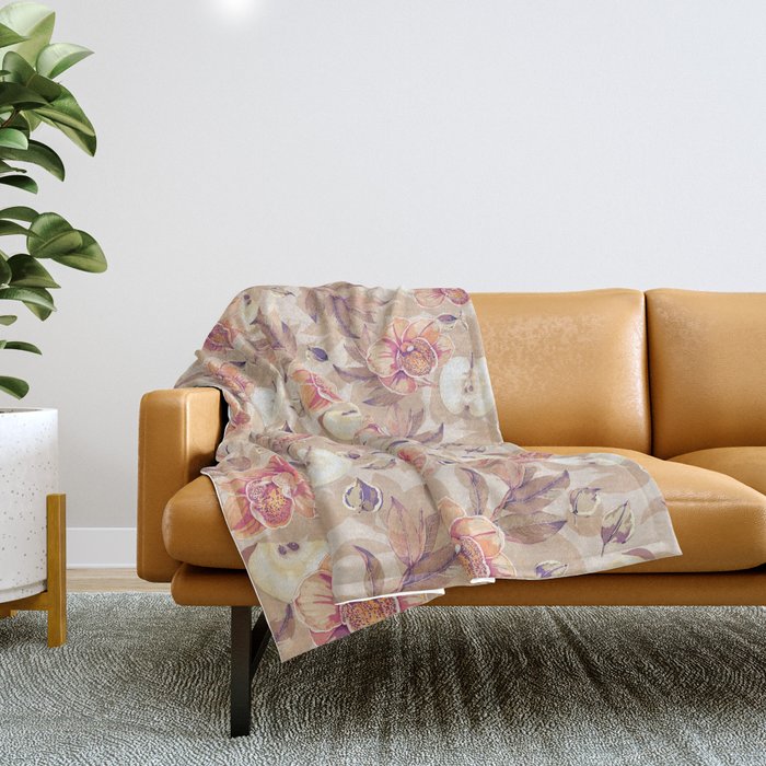 Tropical flowers autumn field Throw Blanket Gallery Image 1
