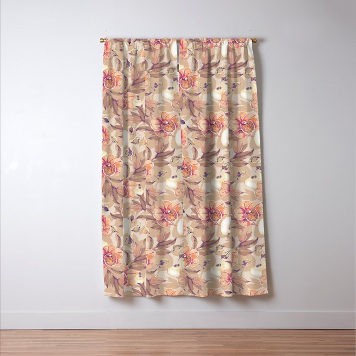 Tropical flowers autumn field Window Curtain Gallery Image 3