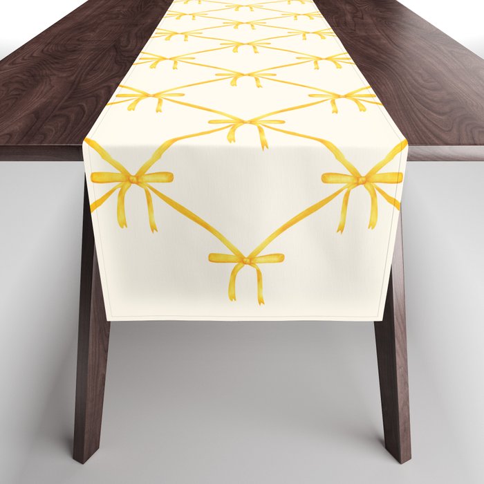 Bows & Ribbons Pattern IX Yellow Table Runner Gallery Image 1