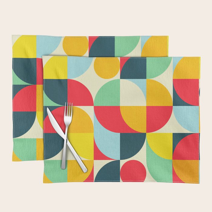 Mid Century Bauhaus Geometric Pattern Placemat Gallery Image 1