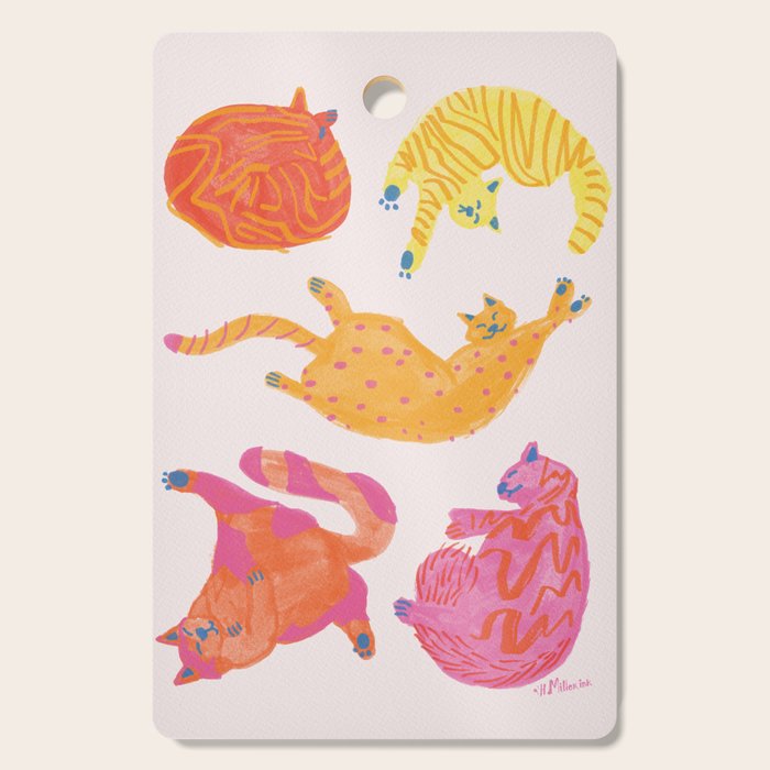 Sleepy Cozy Kitty Cats in Orange & Peach Cutting Board Gallery Image 1
