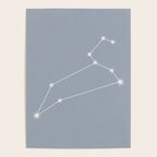 Leo Zodiac Star Constellation Line Art Blue Grey Poster Gallery Image 4