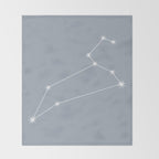 Leo Zodiac Star Constellation Line Art Blue Grey Throw Blanket Gallery Image 2