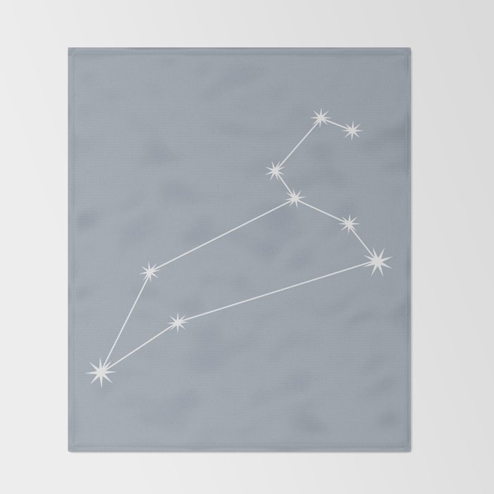 Leo Zodiac Star Constellation Line Art Blue Grey Throw Blanket Gallery Image 2