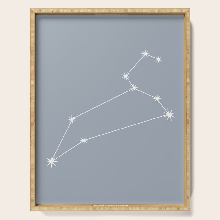 Leo Zodiac Star Constellation Line Art Blue Grey Serving Tray Gallery Image 1