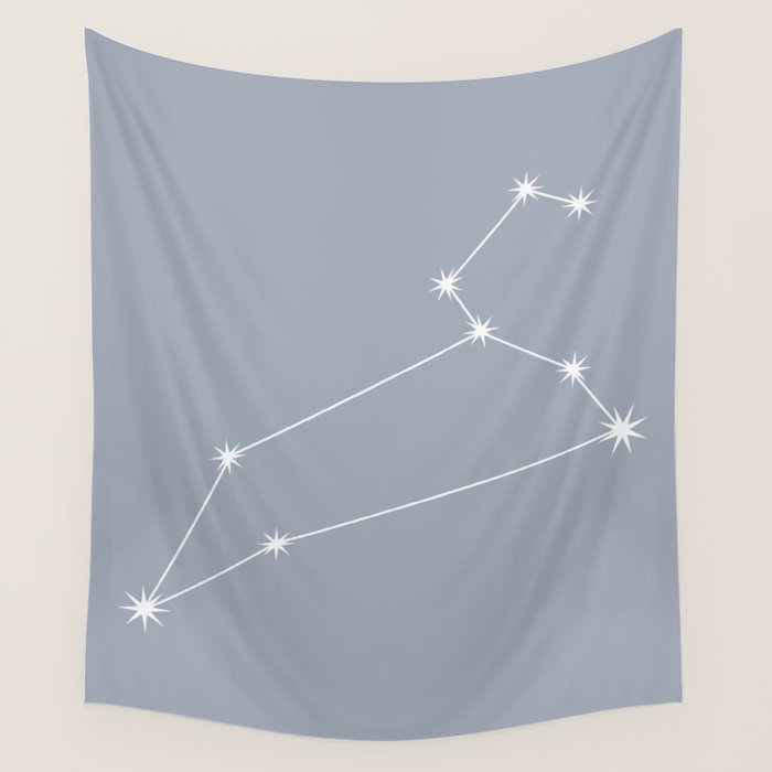 Leo Zodiac Star Constellation Line Art Blue Grey Wall Tapestry Gallery Image 1