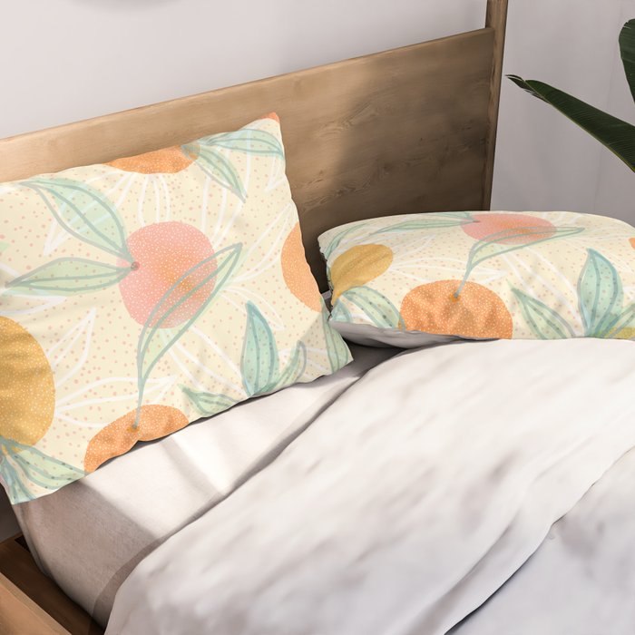 Tangerine and Friends - Fruit Pattern Pillow Sham Gallery Image 2