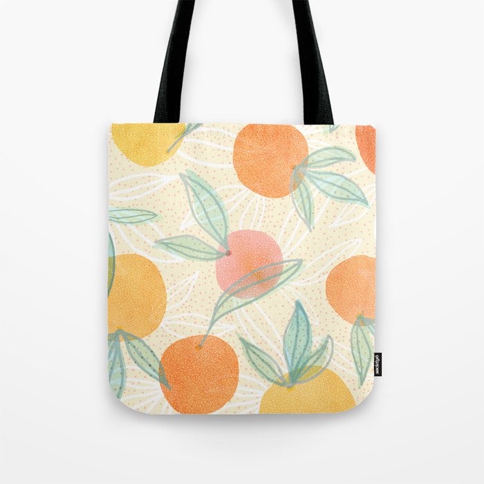 Tangerine and Friends - Fruit Pattern Tote Bag Gallery Image 1