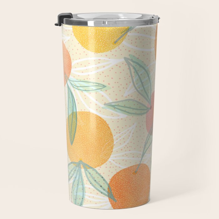 Tangerine and Friends - Fruit Pattern Travel Mug Gallery Image 3