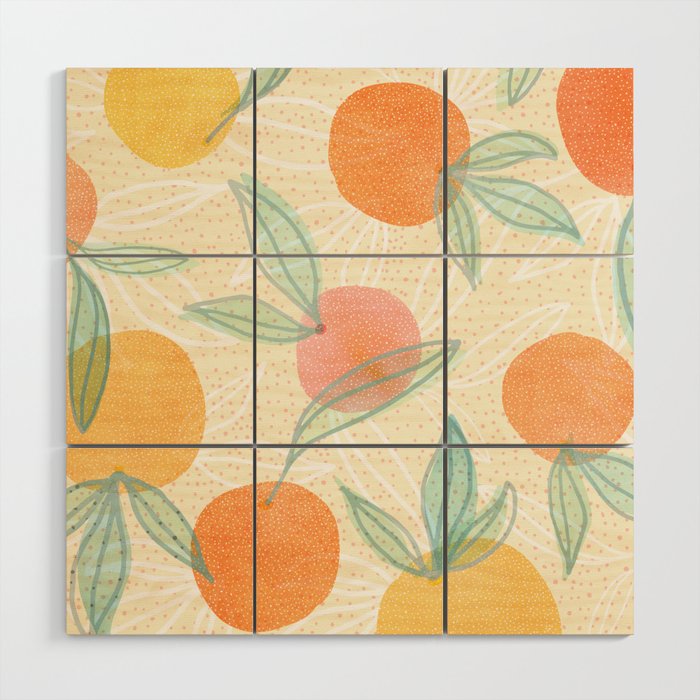 Tangerine and Friends - Fruit Pattern Wood Wall Art Gallery Image 1