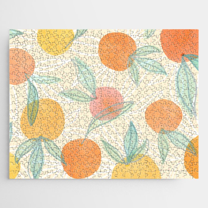 Tangerine and Friends - Fruit Pattern Jigsaw Puzzle Gallery Image 1