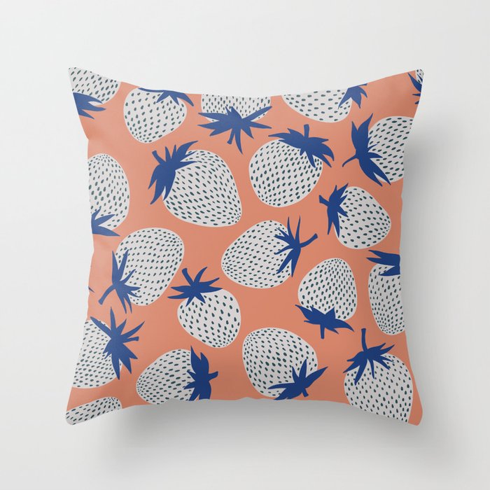 Inky Strawberries Throw Pillow Gallery Image 6