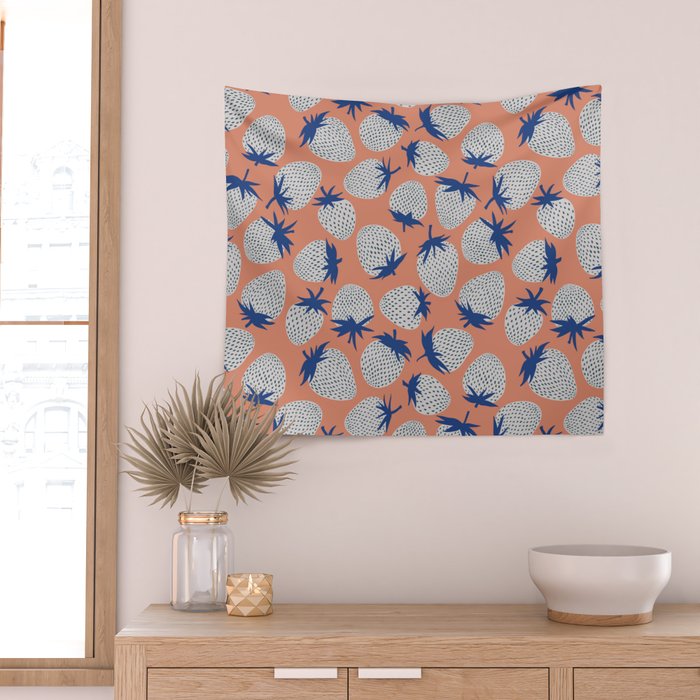 Inky Strawberries Wall Tapestry Gallery Image 2